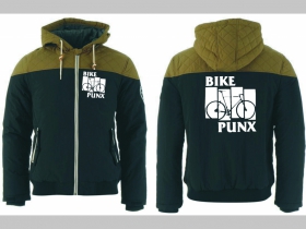 Bike Punx zimná pánska bunda zateplená čierno-olivová s kapucňou